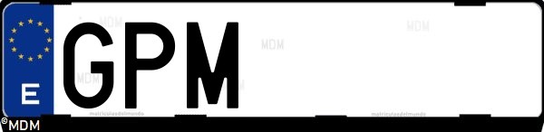 Matrícula española GPM, correspondiente al año 2009