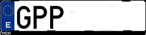 Matrícula española GPP, correspondiente al año 2009