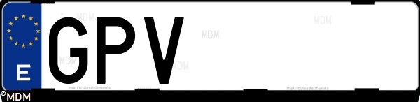 Matrícula española GPV, correspondiente al año 2009
