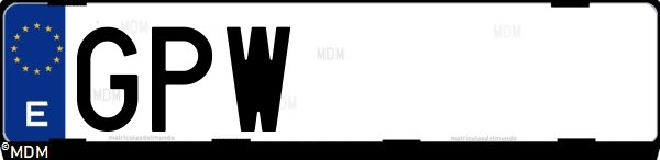 Matrícula española GPW, correspondiente al año 2009