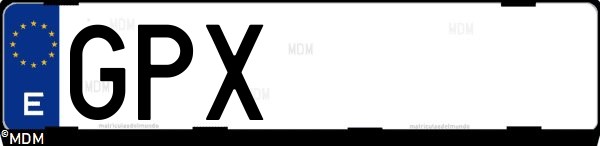 Matrícula española GPX, correspondiente al año 2009