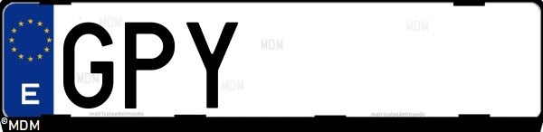 Matrícula española GPY, correspondiente al año 2009