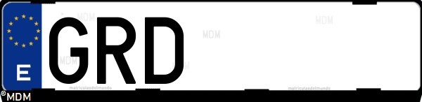 Matrícula española GRD, correspondiente al año 2009