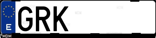 Matrícula española GRK, correspondiente al año 2009