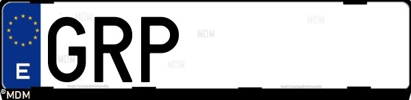 Matrícula española GRP, correspondiente al año 2009