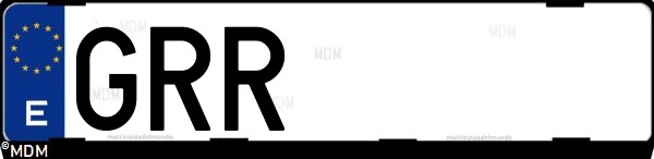 Matrícula española GRR, correspondiente al año 2009