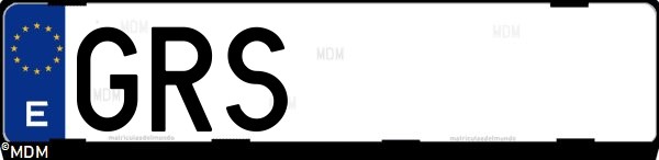 Matrícula española GRS, correspondiente al año 2009