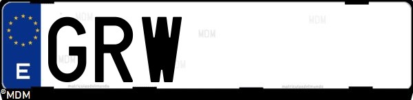 Matrícula española GRW, correspondiente al año 2009