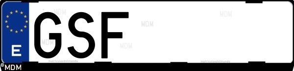 Matrícula española GSF, correspondiente al año 2009