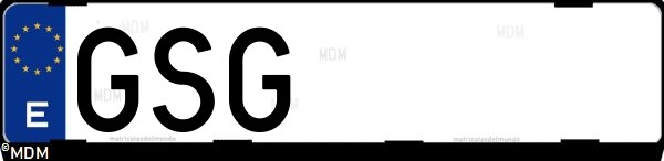Matrícula española GSG, correspondiente al año 2009