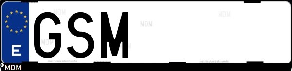 Matrícula española GSM, correspondiente al año 2009