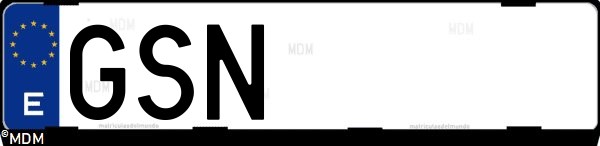 Matrícula española GSN, correspondiente al año 2009