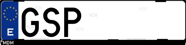 Matrícula española GSP, correspondiente al año 2009