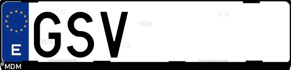 Matrícula española GSV, correspondiente al año 2010