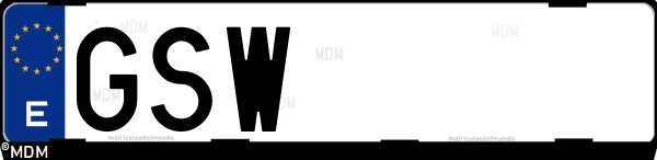 Matrícula española GSW, correspondiente al año 2010