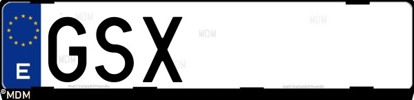 Matrícula española GSX, correspondiente al año 2010