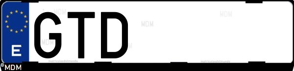 Matrícula española GTD, correspondiente al año 2010