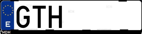 Matrícula española GTH, correspondiente al año 2010