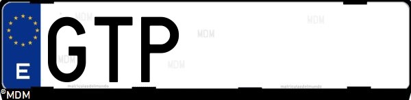 Matrícula española GTP, correspondiente al año 2010