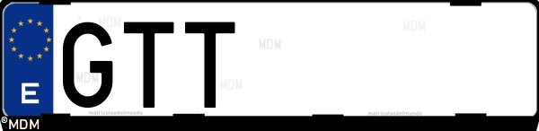 Matrícula española GTT, correspondiente al año 2010