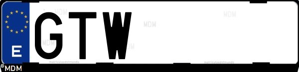 Matrícula española GTW, correspondiente al año 2010