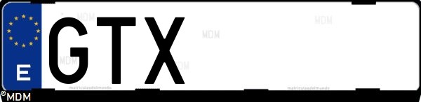 Matrícula española GTX, correspondiente al año 2010