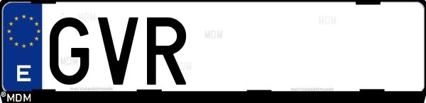 Matrícula española GVR, correspondiente al año 2010
