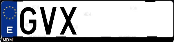 Matrícula española GVX, correspondiente al año 2010
