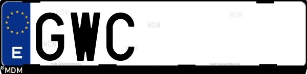 Matrícula española GWC, correspondiente al año 2010