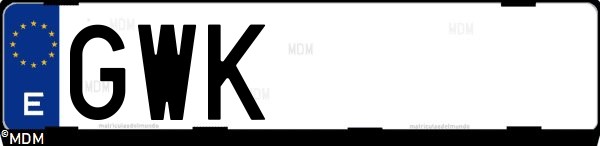 Matrícula española GWK, correspondiente al año 2010