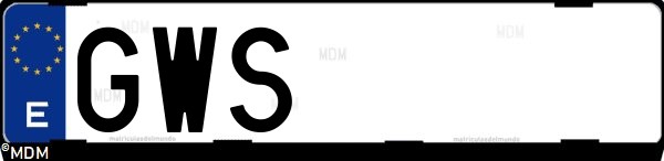 Matrícula española GWS, correspondiente al año 2010