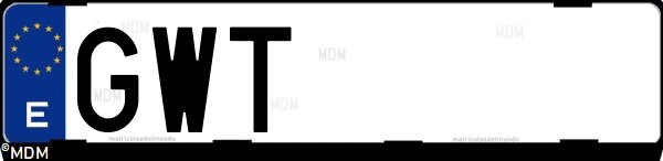 Matrícula española GWT, correspondiente al año 2010