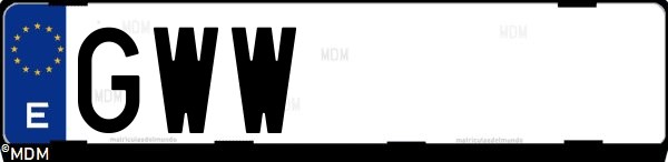 Matrícula española GWW, correspondiente al año 2010