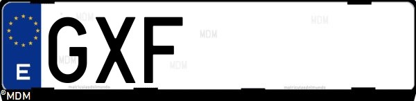 Matrícula española GXF, correspondiente al año 2010