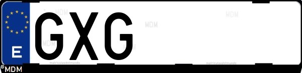 Matrícula española GXG, correspondiente al año 2010