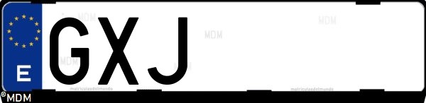 Matrícula española GXJ, correspondiente al año 2010