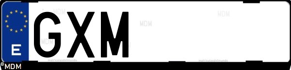 Matrícula española GXM, correspondiente al año 2010