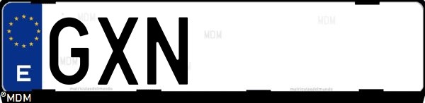 Matrícula española GXN, correspondiente al año 2010