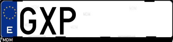 Matrícula española GXP, correspondiente al año 2010