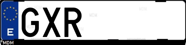 Matrícula española GXR, correspondiente al año 2010
