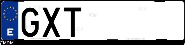Matrícula española GXT, correspondiente al año 2010