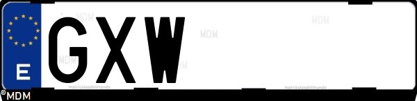 Matrícula española GXW, correspondiente al año 2010