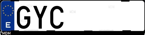Matrícula española GYC, correspondiente al año 2010