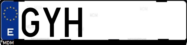 Matrícula española GYH, correspondiente al año 2010