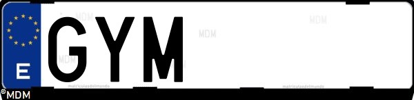 Matrícula española GYM, correspondiente al año 2010