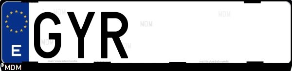 Matrícula española GYR, correspondiente al año 2010