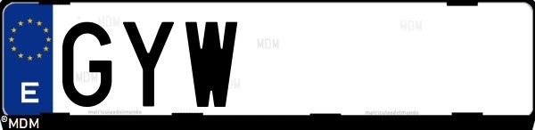 Matrícula española GYW, correspondiente al año 2010