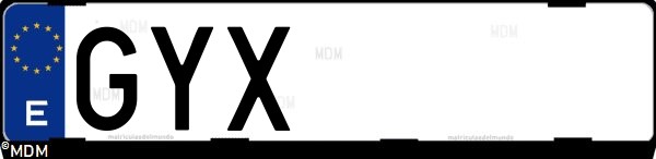 Matrícula española GYX, correspondiente al año 2010