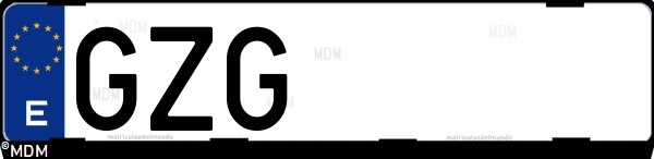 Matrícula española GZG, correspondiente al año 2010