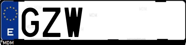Matrícula española GZW, correspondiente al año 2010